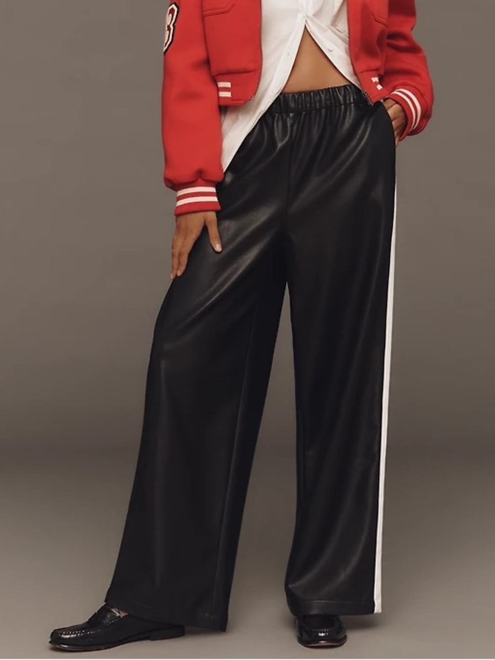 Anthropologie Maeve Faux Leather Pull-On Track Pants
